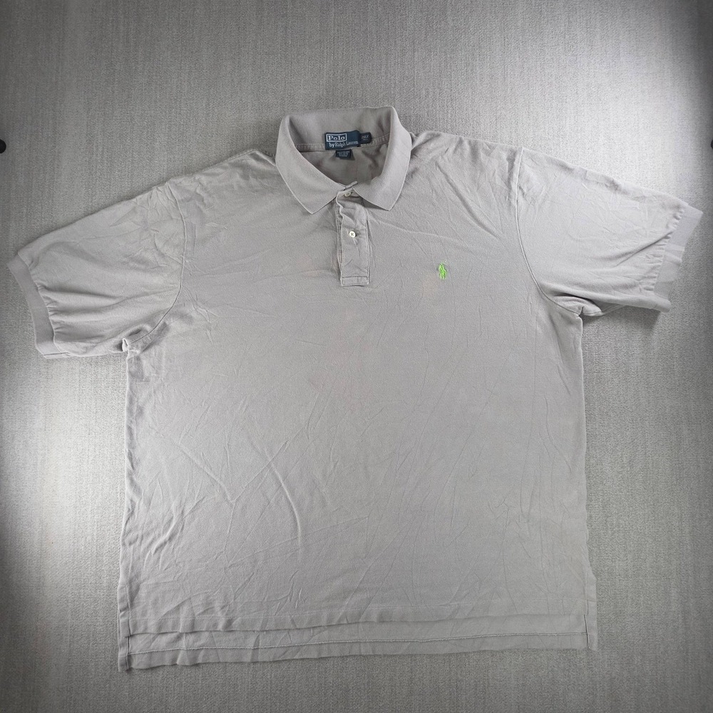 Polo Ralph Lauren Polo Shirt Men 2XLT Gray Short Sleeve Pique Cotton Pony Logo